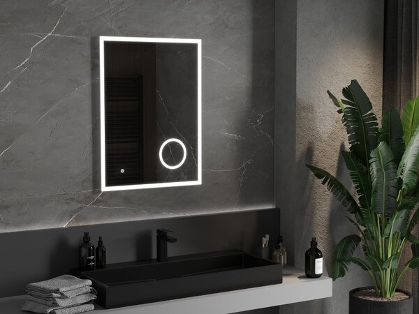 Mexen Kala, oglinda baie LED cu iluminare din spate si oglinda cosmetica 60 x 80 cm, 6000K, anti-aburire, 9820-060-080-611-00