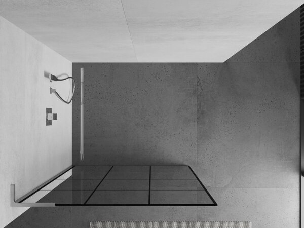 Mexen Kioto L, paravan de dus walk-in 100 x 200 cm, 8 mm sticla transparenta model negru, profil cromat, 800-100-103-01-77