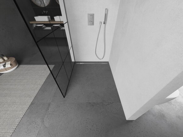 Mexen Kioto L, paravan de dus walk-in 100 x 200 cm, 8 mm sticla transparenta model negru, profil cromat, 800-100-103-01-77
