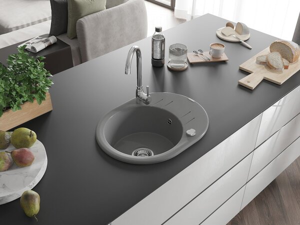 Mexen Kevin, chiuveta granit 586x458x190 mm, 1 camera, gri, 6517581005-71