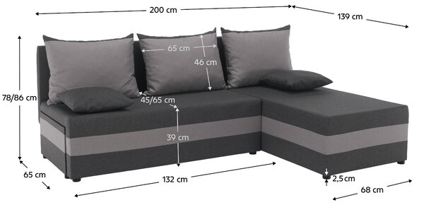 KONDELA Set de canapea universal, gri/gri deschis, PAGI COLţ UNI