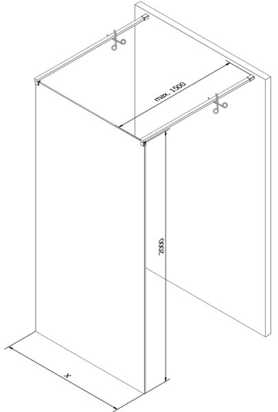Mexen Kioto, Masa de dus Walk-In 100 x 200 cm, sticla 8 mm cu model nervuri, profil alb, 800-100-002-20-09