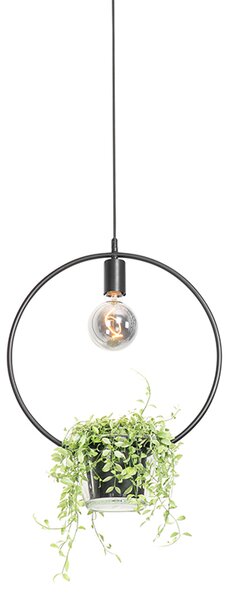 Lampă modernă suspendată neagră cu sticlă rotundă - Roslini
