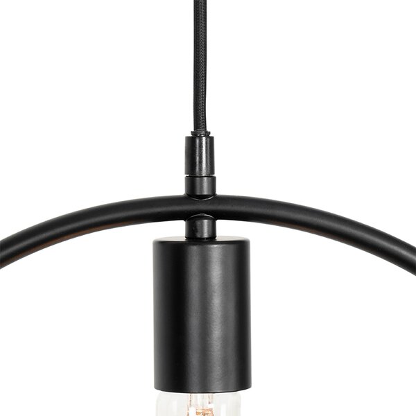 Lampă modernă suspendată neagră cu sticlă rotundă - Roslini