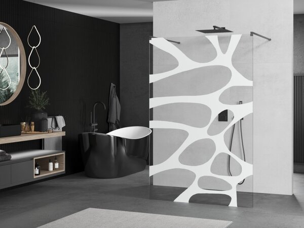 Mexen Kioto, paravan de duș walk-in 100 x 200 cm, sticlă transparentă 8 mm model alb, profil grafit, 800-100-002-66-97