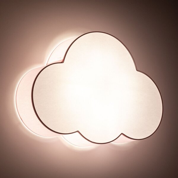 TK Lighting Plafonieră Cloud, roz, 63 cm lungime, textil, nor, E27, reglabil, Roz / Rosé, Camera copiilor, Țesătură / Textil, Viața tânără