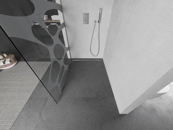 Mexen Kioto, paravan de duș walk-in 80 x 200 cm, sticlă transparentă 8 mm model alb, profil din oțel periat, 800-080-101-97-97
