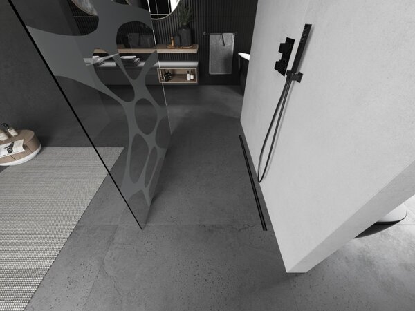 Mexen Kioto, paravan de duș walk-in 100 x 200 cm, sticlă transparentă 8 mm model alb, profil grafit, 800-100-002-66-97
