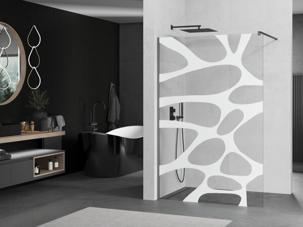 Mexen Kioto, paravan de dus walk-in 70 x 200 cm, 8 mm sticla transparenta model alb, profil grafit, 800-070-101-95-97
