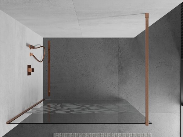 Mexen Kioto, Paravan de duș Walk-In 110 x 200 cm, 8 mm model alb din sticlă transparentă, profil cupru mat, 800-110-101-65-85