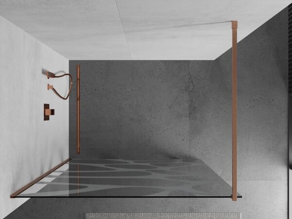 Mexen Kioto, paravan de dus walk-in 80 x 200 cm, 8 mm sticla transparenta model alb, profil cupru mat, 800-080-101-65-97