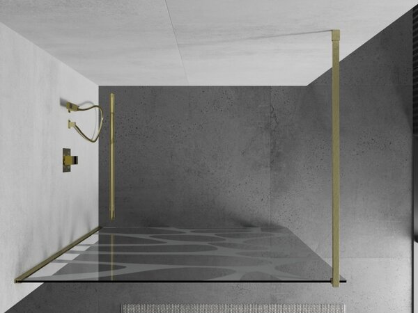 Mexen Kioto, Masa de dus Walk-In 80 x 200 cm, 8 mm sticla transparenta model alb, profil auriu mat, 800-080-101-55-97