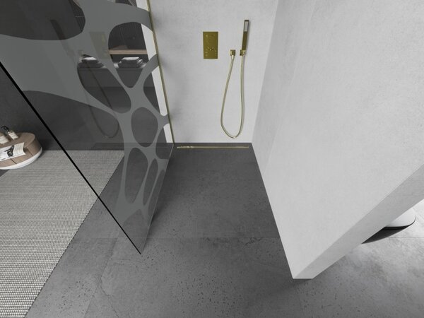 Mexen Kioto, Masa de dus Walk-In 80 x 200 cm, 8 mm sticla transparenta model alb, profil auriu mat, 800-080-101-55-97