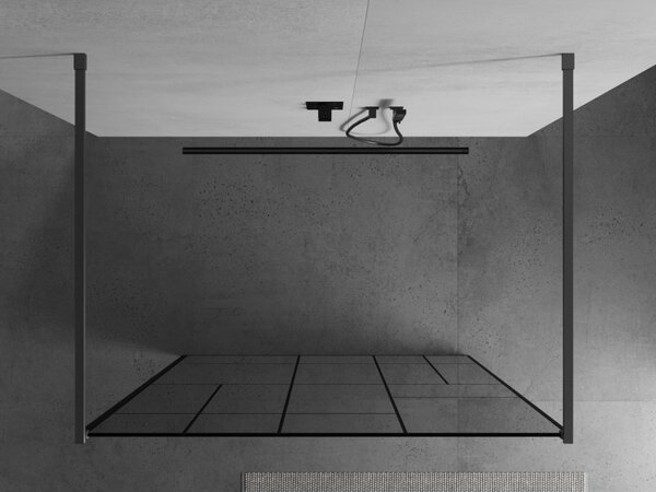 Mexen Kioto, paravan de dus walk-in 100 x 200 cm, 8 mm sticla transparenta model negru, profil grafit, 800-100-002-95-78