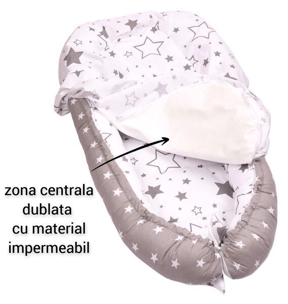 Set 2 Huse tip cearceaf cu elastic roata pentru baby nest Kidizi Forest Friends Kitten Love, include zona centrala impermeabila