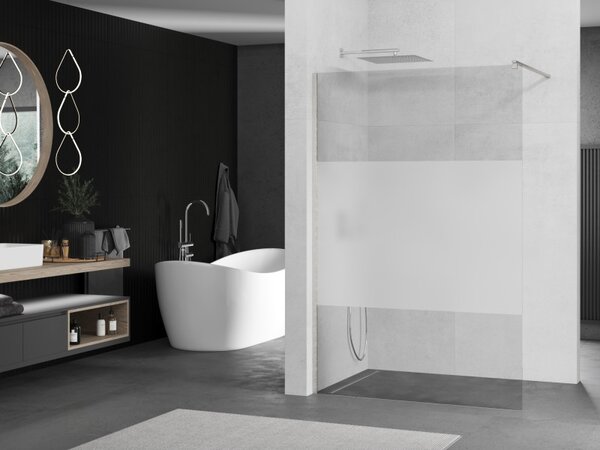 Mexen Kioto, paravan de duș walk-in 70 x 200 cm, 8 mm sticlă transparentă, profil din oțel periat, 800-070-101-97-35