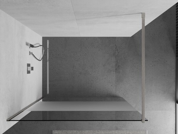 Mexen Kioto, paravan de duș walk-in 70 x 200 cm, 8 mm sticlă transparentă, profil din oțel periat, 800-070-101-97-35