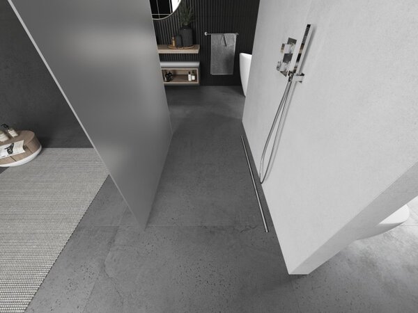 Mexen Kioto, Masa de dus Walk-In 130 x 200 cm, sticla matita 8 mm, profil din otel periat, 800-130-002-97-30