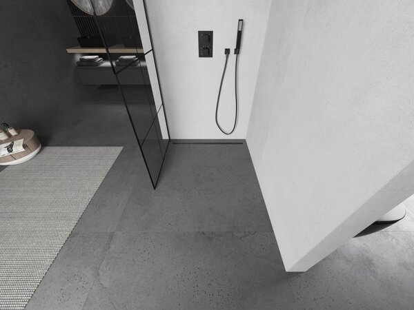 Mexen Kioto, paravan de duș walk-in 80 x 200 cm, sticlă transparentă de 8 mm model negru, profil grafit, 800-080-101-95-77