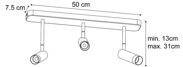 Spot rotund de tavan negru GU10 35mm cu 3 lumini reglabil - Kate