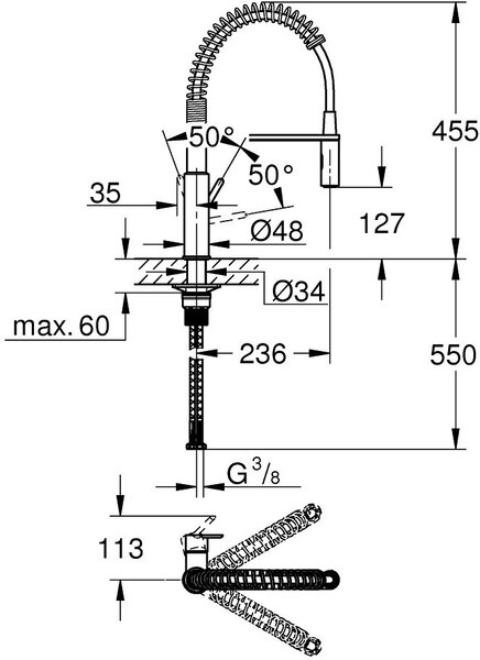 Grohe Get baterie bucătărie pe picior crom 30361000
