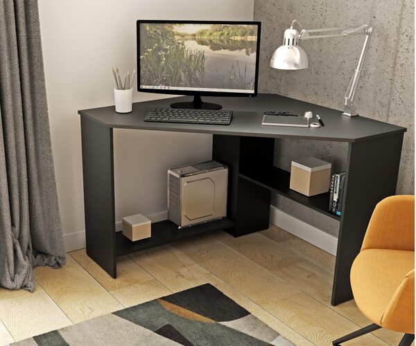 Masă PC de colț Rhyno (Negru). Promo -15%. 1108245
