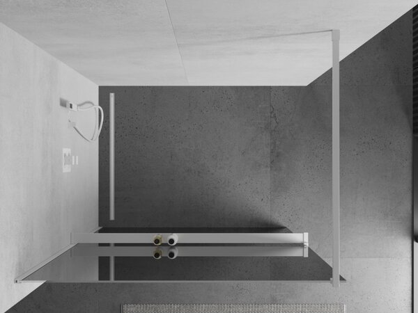 Mexen Kioto+, paravan de dus walk-in cu polita si cuier 70 x 200 cm, sticla model oglinda de 8 mm, profil alb, 800-070-121-20-50