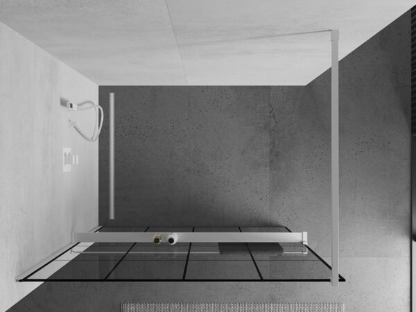 Mexen Kioto+, cabină de duș cu poliță și cuier 140 x 200 cm, sticlă transparentă 8 mm model negru, profil alb, 800-140-121-20-77