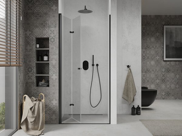Mexen Lima, usa de dus plianta in deschidere 70 x 190 cm, sticla transparenta de 6 mm, profil negru, 856-070-000-70-00