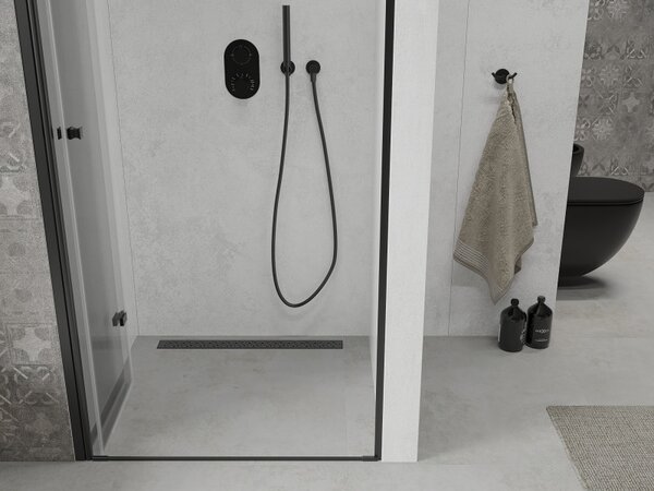 Mexen Lima, usa de dus plianta in deschidere 70 x 190 cm, sticla transparenta de 6 mm, profil negru, 856-070-000-70-00