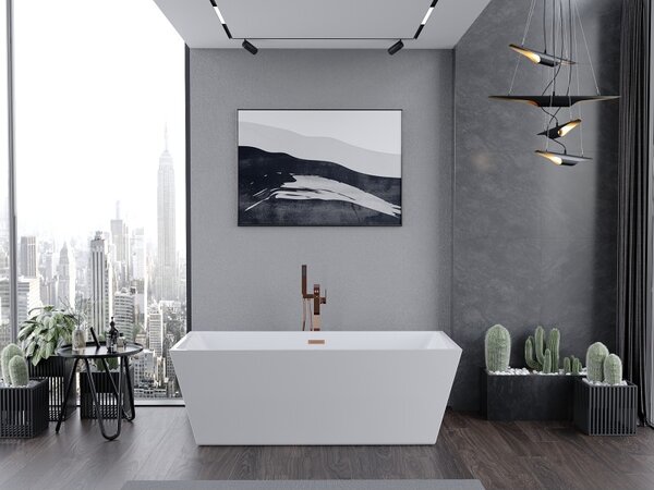 Mexen Lita, cadă de sine stătătoare 170 x 75 cm, alb, preaplin auriu roz, 52121707500-60