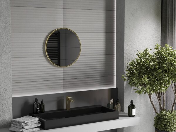 Mexen Loft, oglinda baie rotunda 45 cm, culoare rama auriu lucios, 9850-045-045-000-50