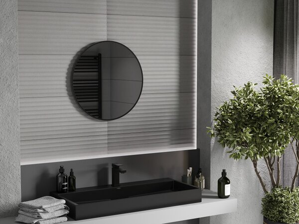 Mexen Loft, oglinda baie rotunda 60 cm, culoare rama negru mat, 9850-060-060-000-70