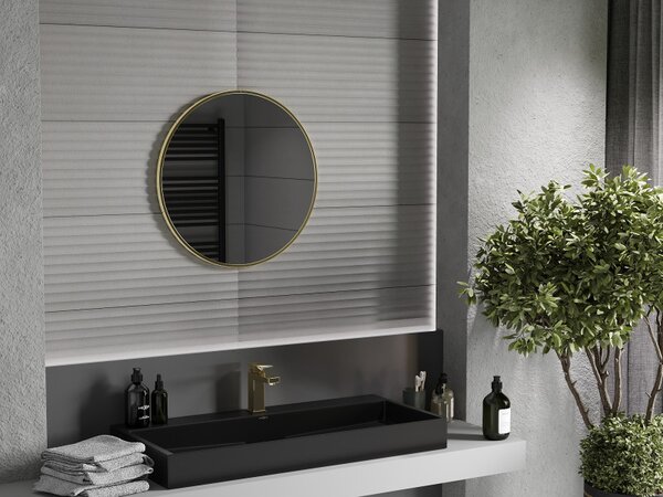 Mexen Loft, oglinda baie rotunda 65 cm, culoare rama auriu mat, 9850-065-065-000-50