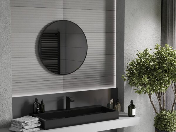 Mexen Loft, oglinda baie rotunda 75 cm, culoare rama negru mat, 9850-075-075-000-70