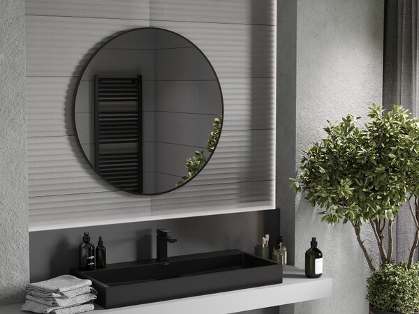 Mexen Loft, oglinda baie rotunda 90 cm, culoare rama negru mat, 9850-090-090-000-70