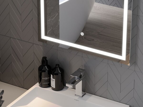 Mexen Miko, oglinda baie LED cu iluminare din spate 80 x 60 cm, 6000K, anti-aburire, 9819-080-060-611-00