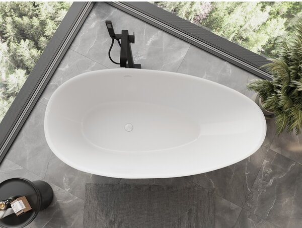 Mexen Milano, cadă de sine stătătoare din conglomerat 150 x 82 cm, alb lucios, 57301508510