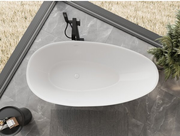 Mexen Milano, cadă de sine stătătoare din conglomerat 150 x 82 cm, alb lucios, 57301508510