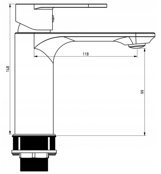 Mexen Milo, baterie chiuveta h-148, auriu lucios, 71300-50