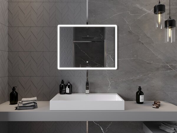 Mexen Navia, oglinda baie LED cu iluminare din spate 80 x 60 cm, 6000K, anti-aburire, 9803-080-060-611-00