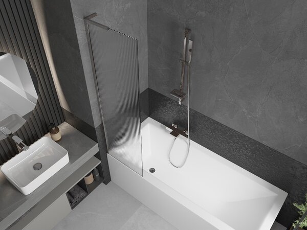 Mexen Next L, paravan de baie cu 1 aripă 50 x 150 cm, sticlă de 6 mm cu model nervuri, profil cromat, 895-050-000-03-09-01