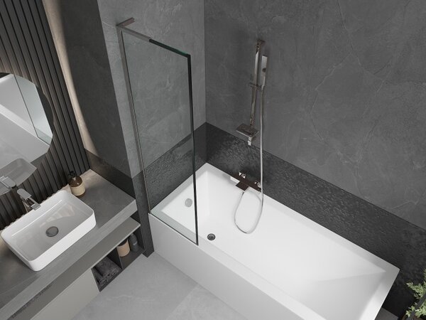Mexen Next L, paravan de baie cu 1 aripă 50 x 150 cm, model sticlă transparentă-negru de 6 mm, profil cromat, 895-050-000-03-70-01