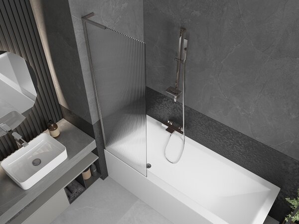 Mexen Next L, paravan de baie cu 1 aripă 60 x 150 cm, sticlă de 6 mm cu model nervuri, profil cromat, 895-060-000-03-09-01