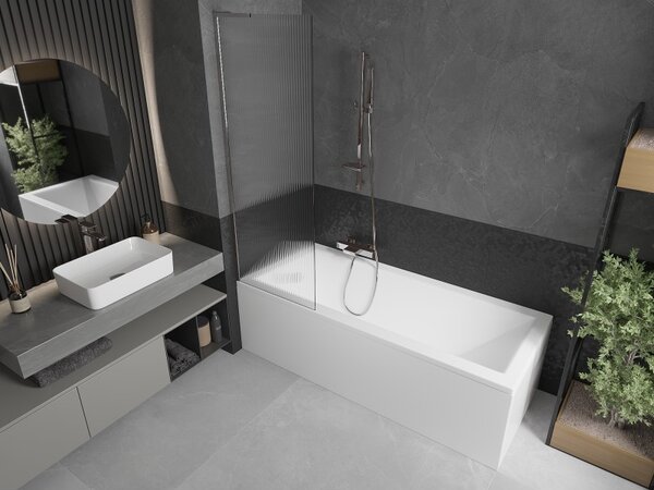 Mexen Next L, paravan de baie cu 1 aripă 60 x 150 cm, sticlă de 6 mm cu model nervuri, profil cromat, 895-060-000-03-09-01