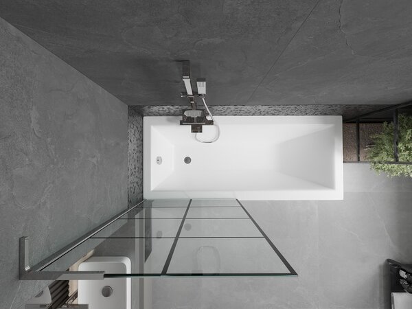 Mexen Next L, paravan de baie cu 1 aripă 80 x 150 cm, model sticlă transparentă de 6 mm negru, profil cromat, 895-080-000-03-77-01