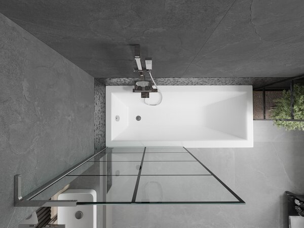 Mexen Next L, paravan de baie cu 1 aripă 90 x 150 cm, model sticlă transparentă-negru de 6 mm, profil cromat, 895-090-000-03-77-01