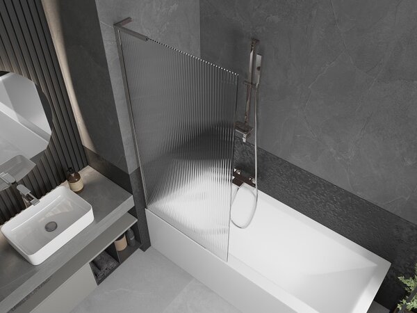 Mexen Next L, paravan de baie cu 1 aripă 80 x 150 cm, sticlă de 6 mm cu model nervuri, profil cromat, 895-080-000-03-09-01