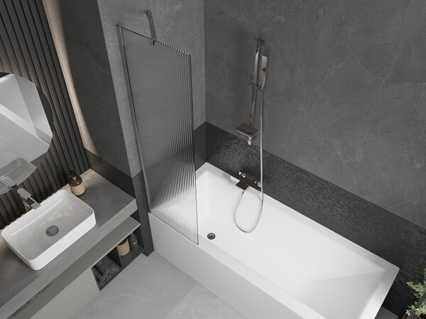 Mexen Next, paravan de baie 1 aripă 50 x 150 cm, aripă fixă, sticlă 6 mm cu dungi, profil cromat, 895-050-000-00-09-01