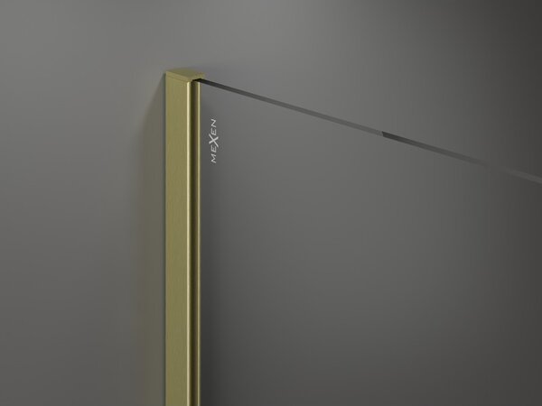 Mexen Kioto, Paravan de duș Walk-In 110 x 200 cm, sticlă transparentă 8 mm model alb, profil auriu mat, 800-110-101-55-85